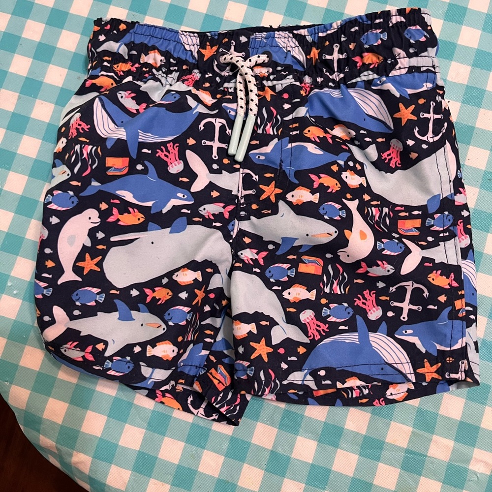 Cat & Jack Navy and Coral Sea Adventure Swim Trunks